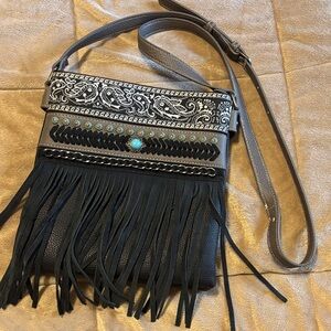EUC Montana West Black Fringed Concealed Carry Crossbody Bag